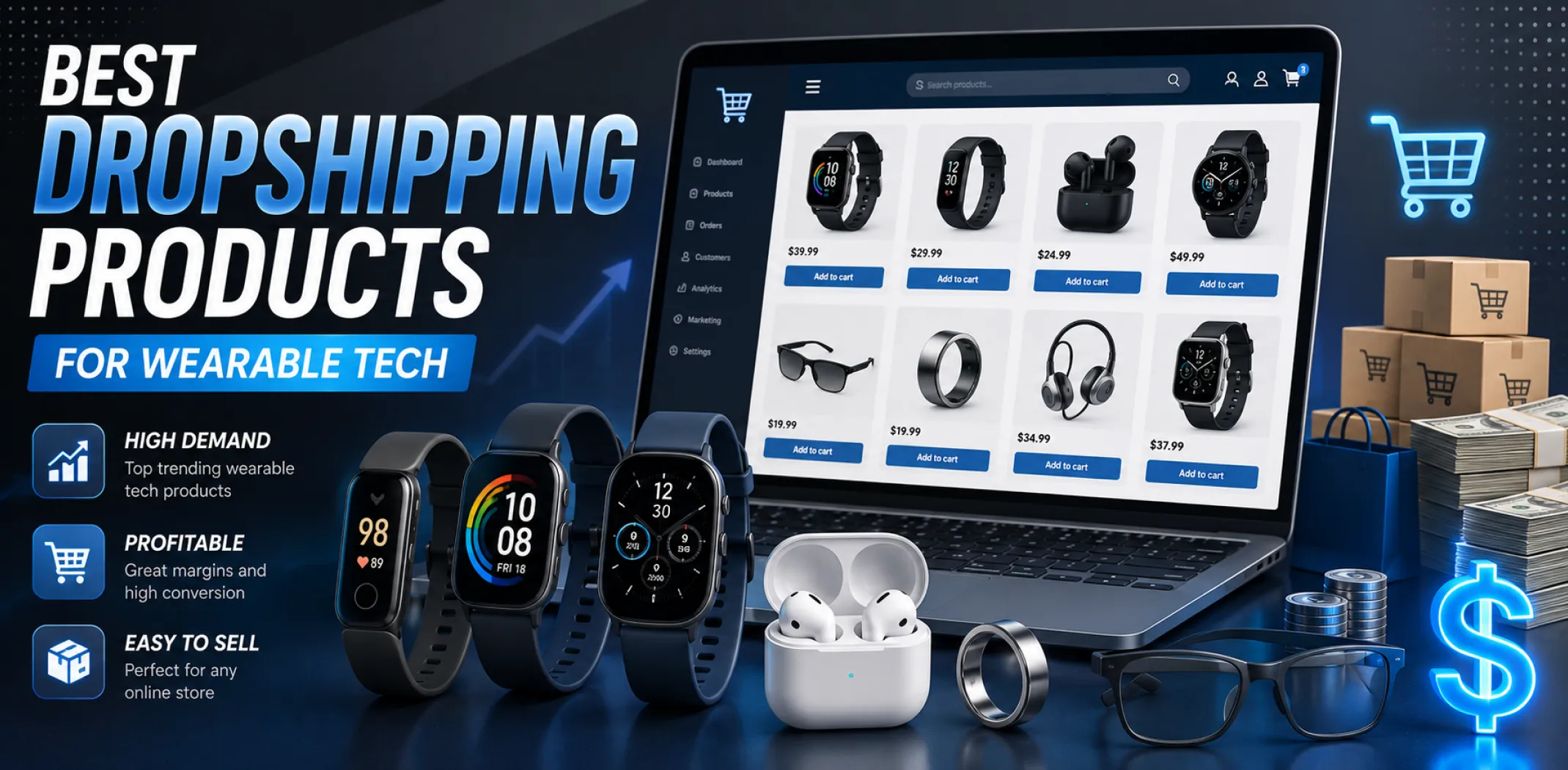 Featured image for an article about the best dropshipping products for wearable tech