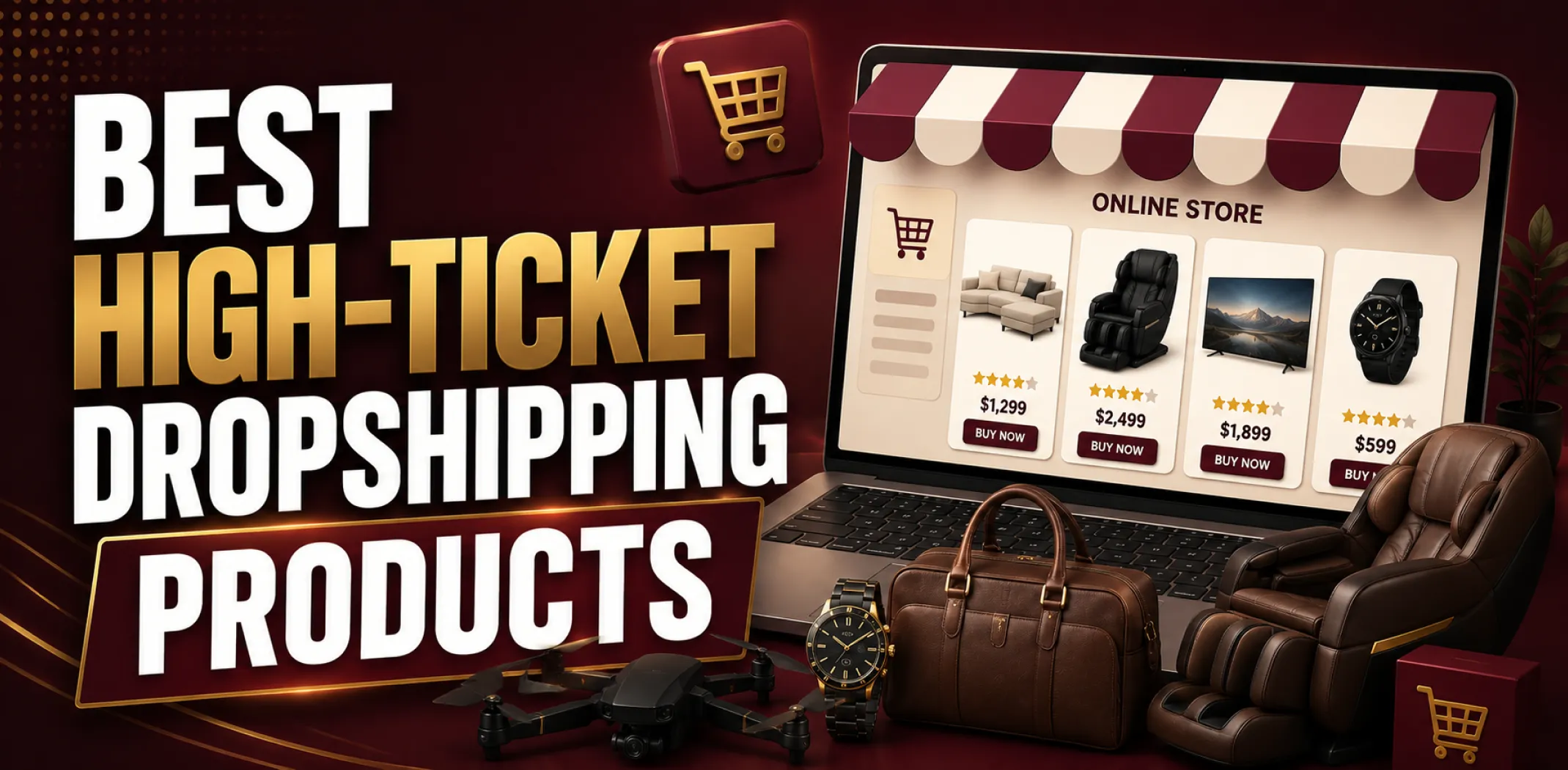 Featured image for an article about the best high-ticket dropshipping products