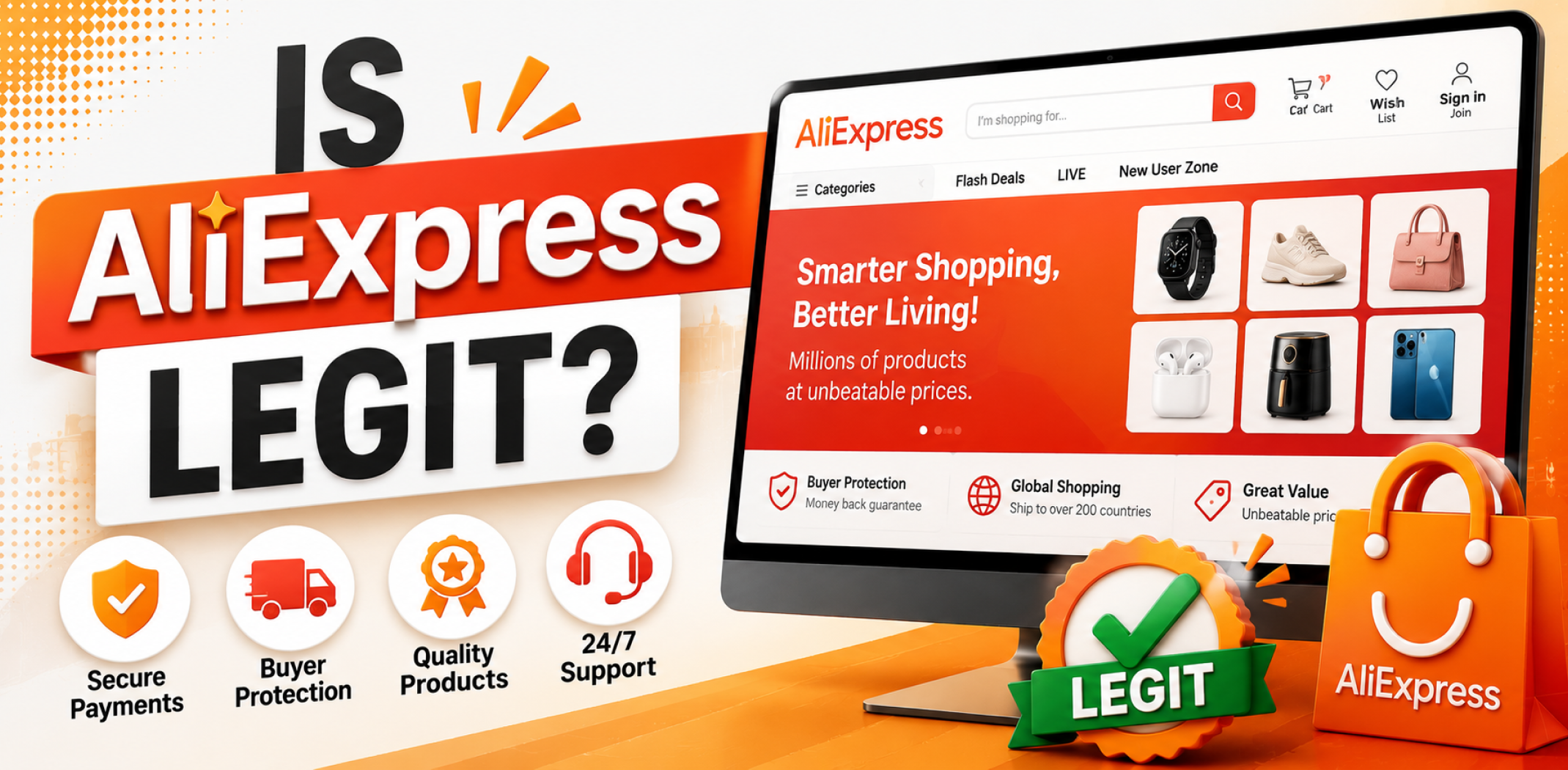 Featured image for an article about Is AliExpress legit.