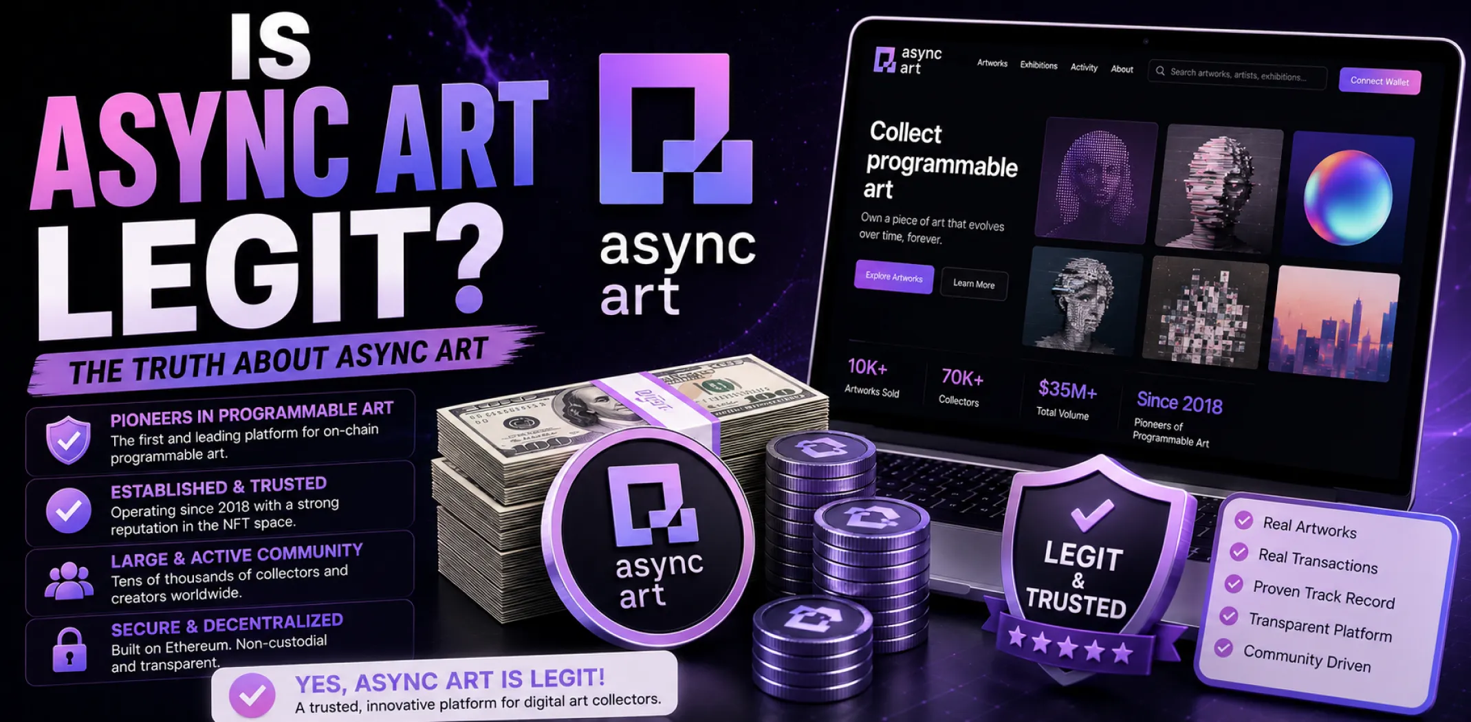 Featured image for an article answering the question "Is Async Art legit?"