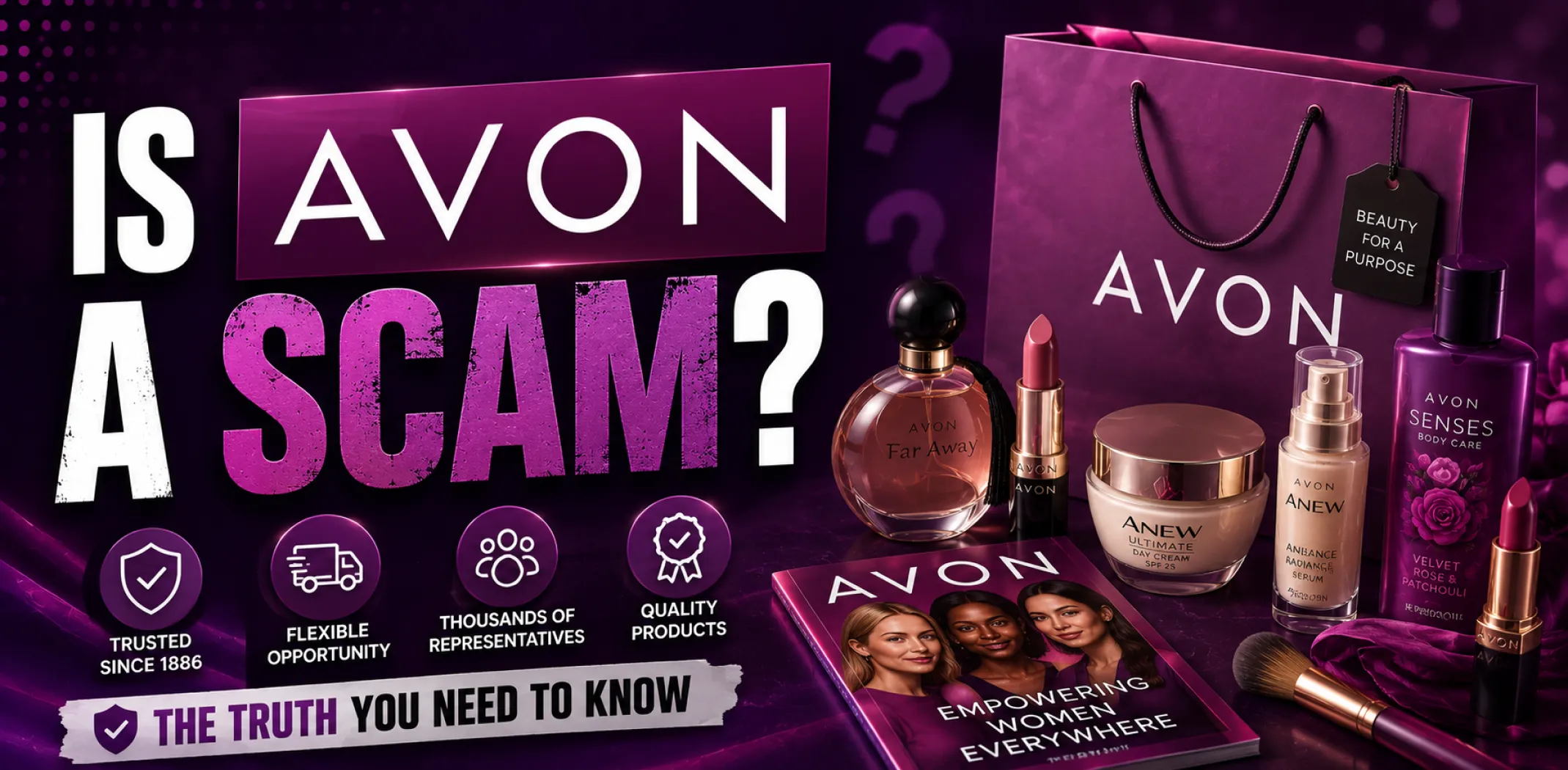Featured image for an article answering the question "Is Avon a scam?"