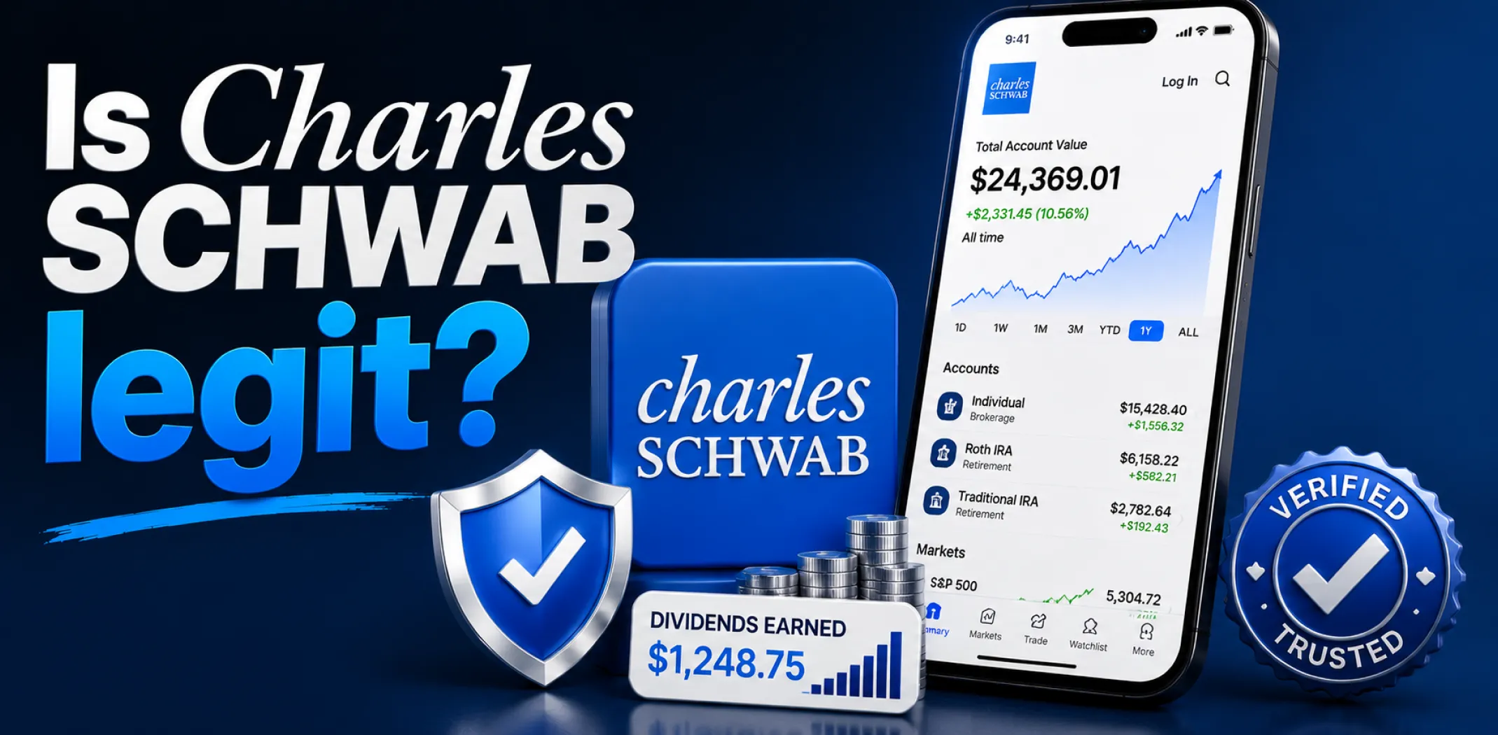 Featured image for an article answering the question "Is Charles Schwab legit?"