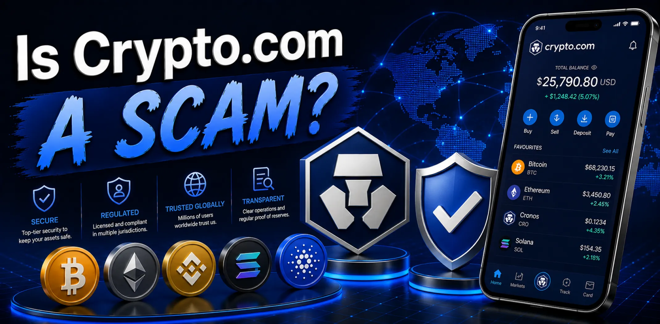 Featured image for an article answering the question "Is Crypto.com a scam?"