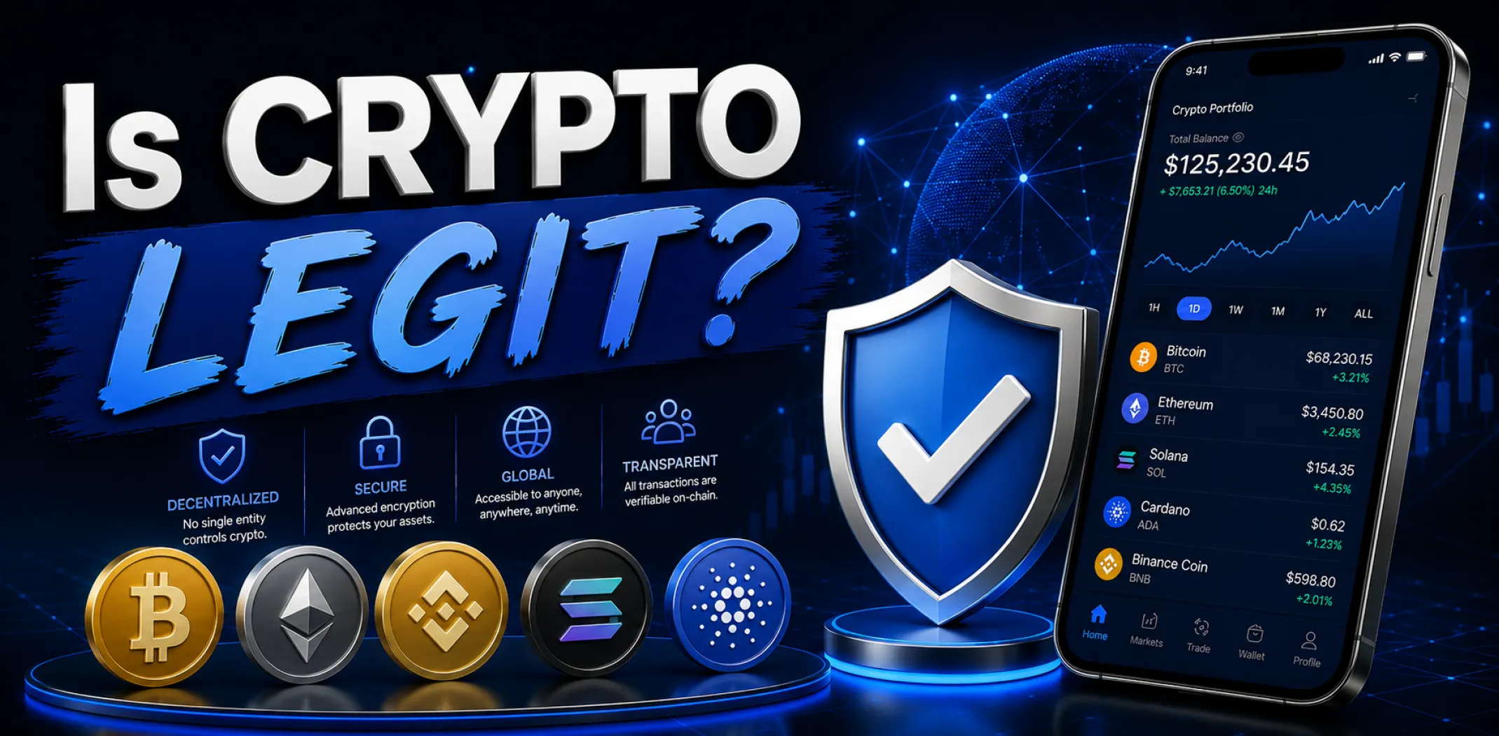 Featured image for an article answering the question "Is Crypto legit?"