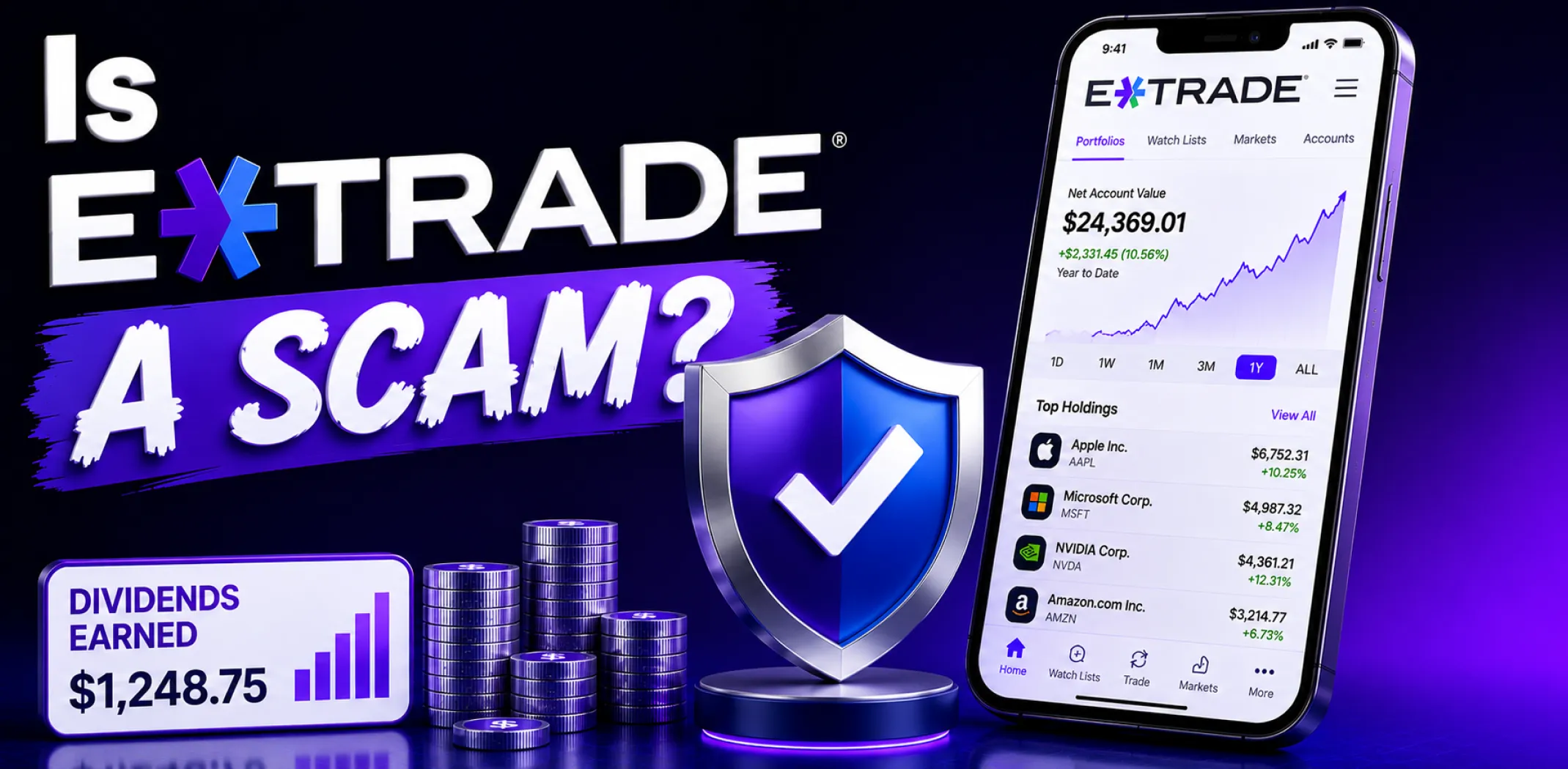 Featured image for an article answering the question "Is E*TRADE a scam?"