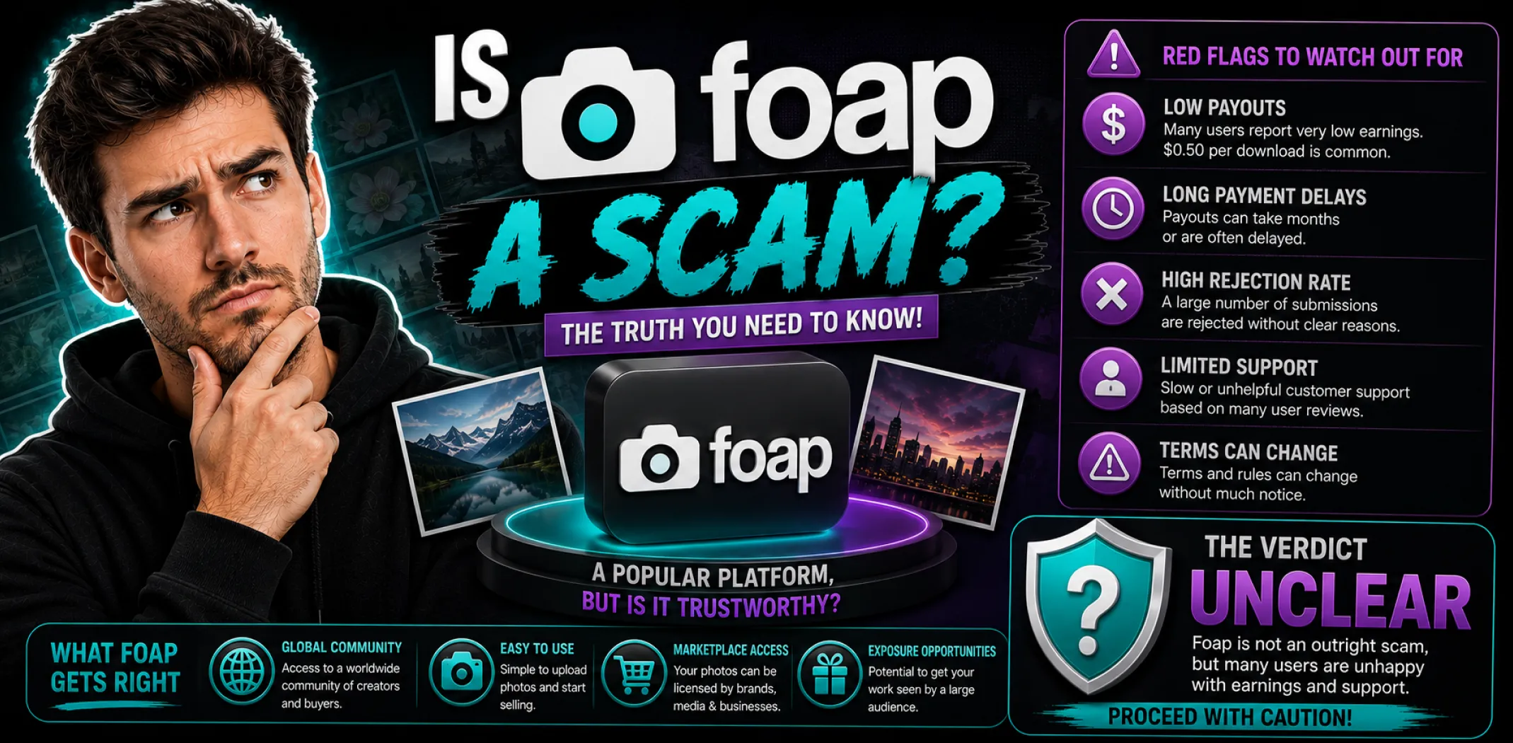 Featured image for an article answering the question "Is Foap a scam?"