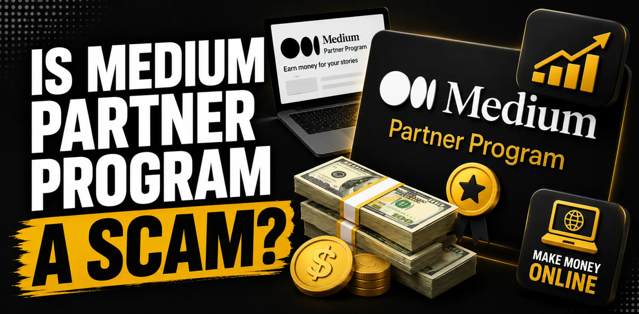 Featured image for an article answering the question "Is Medium Partner Program a scam?"