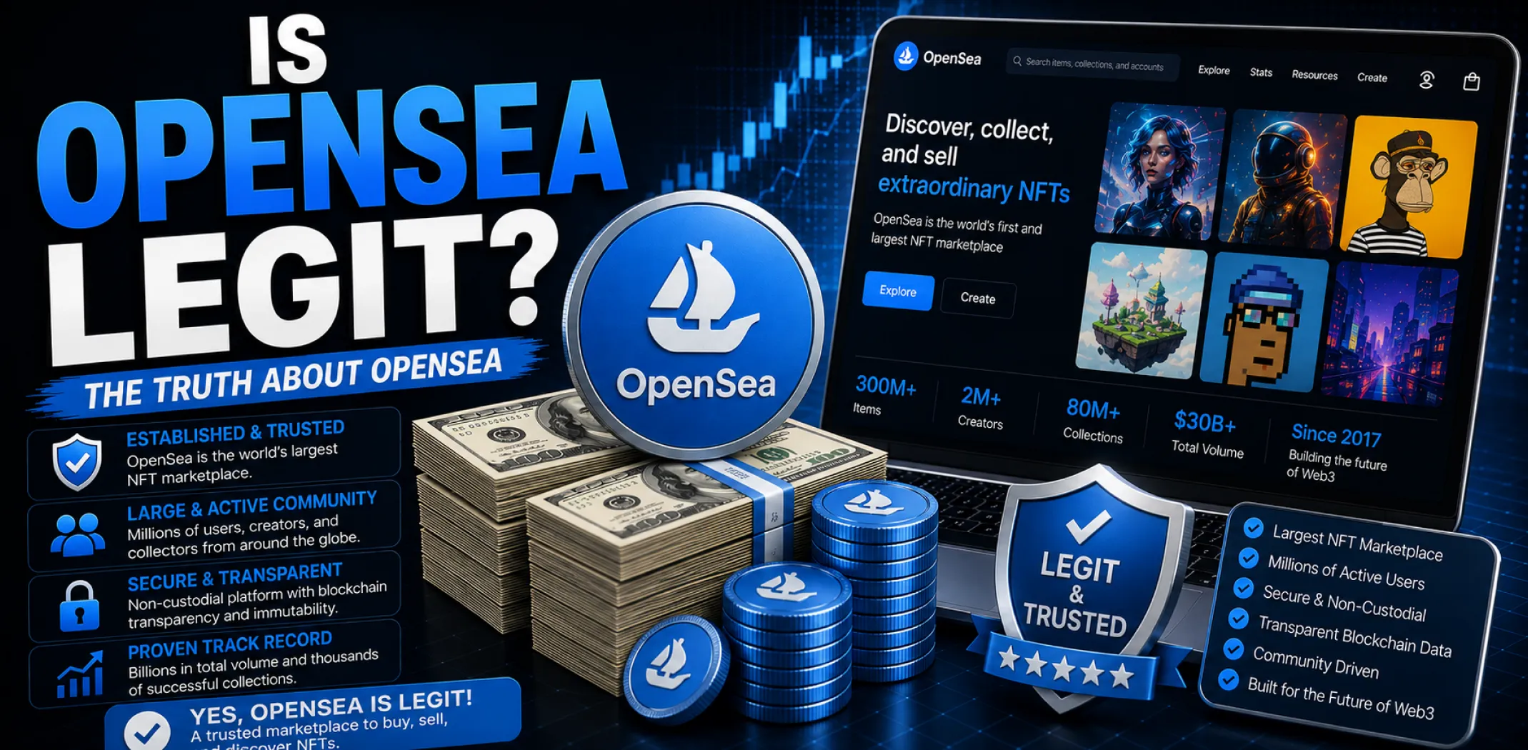Featured image for an article answering the question "Is OpenSea legit?"