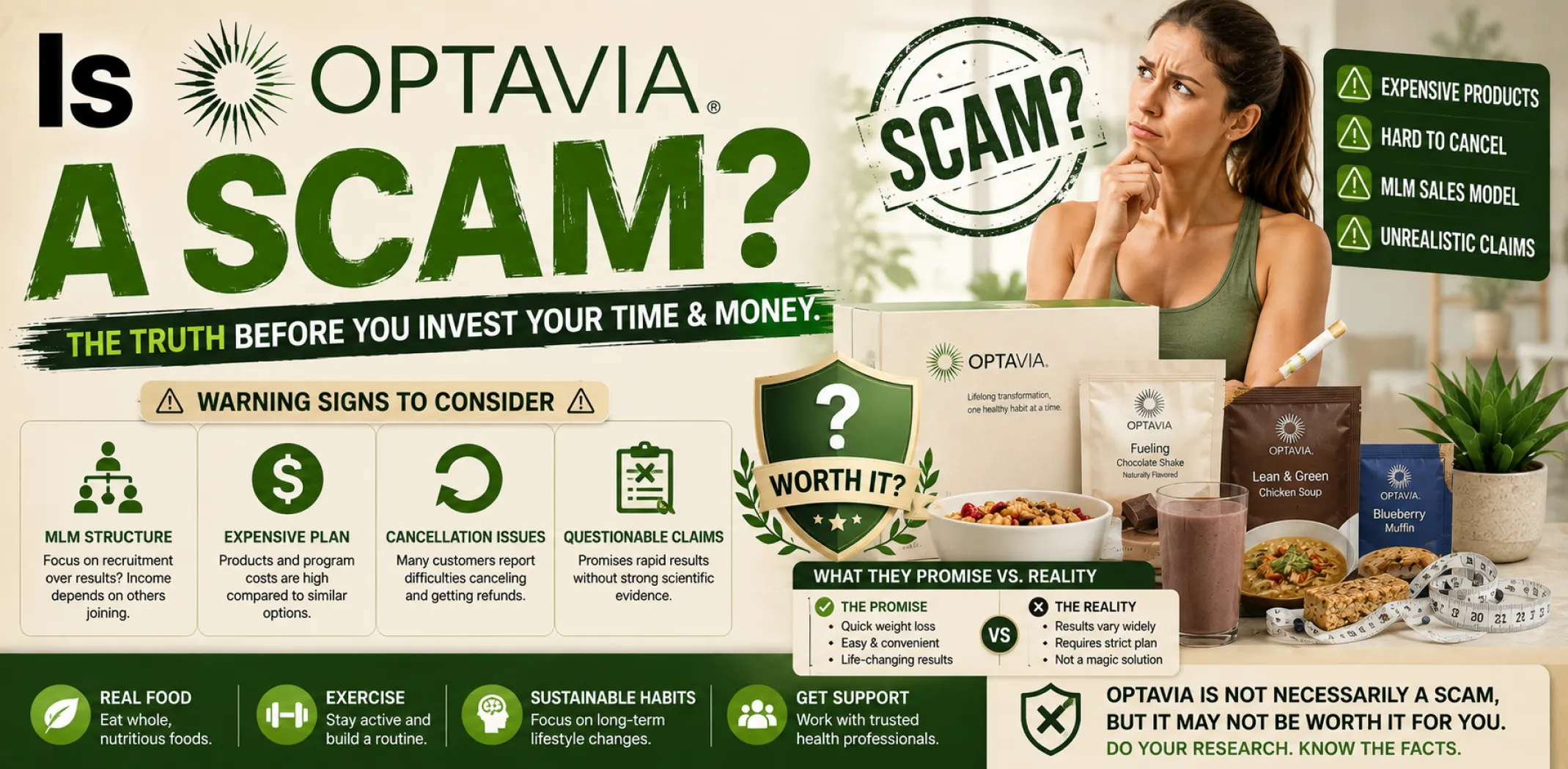 Featured image for an article answering the question "Is Optavia a scam?"