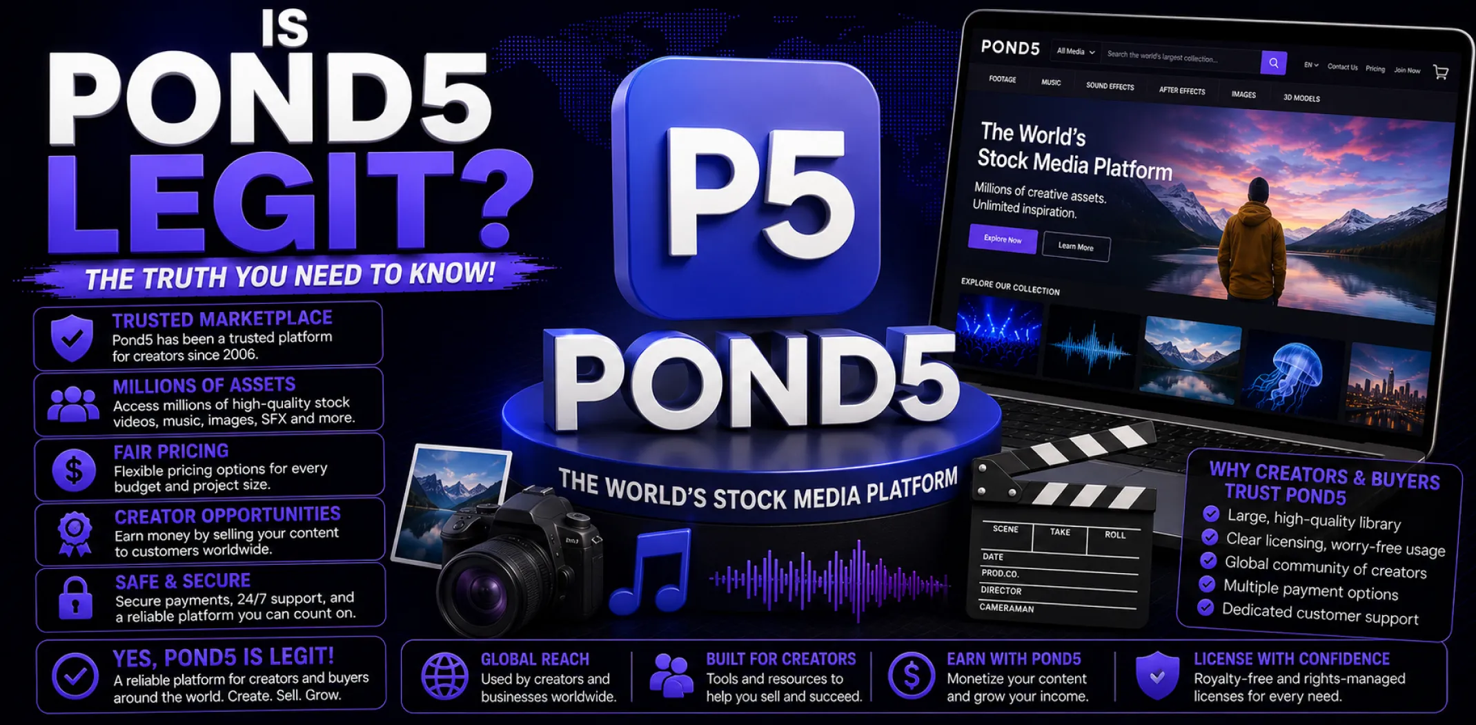 Featured image for an article answering the question "Is Pond5 legit?"