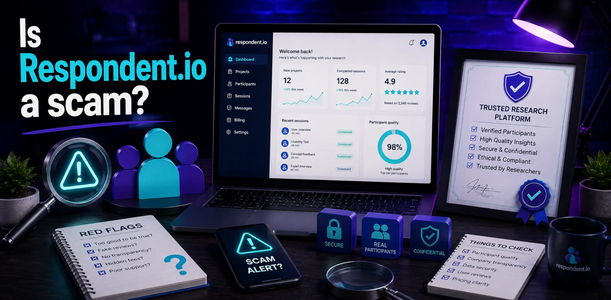 Featured image for an article answering the question "Is Respondent.io a scam?"