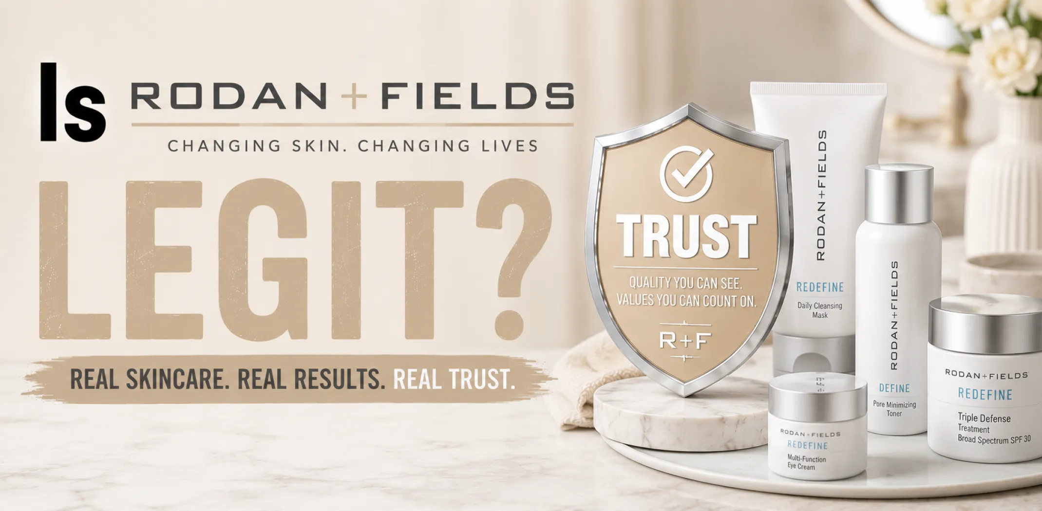 Featured image for an article answering the question "Is Rodan + Fields legit?"