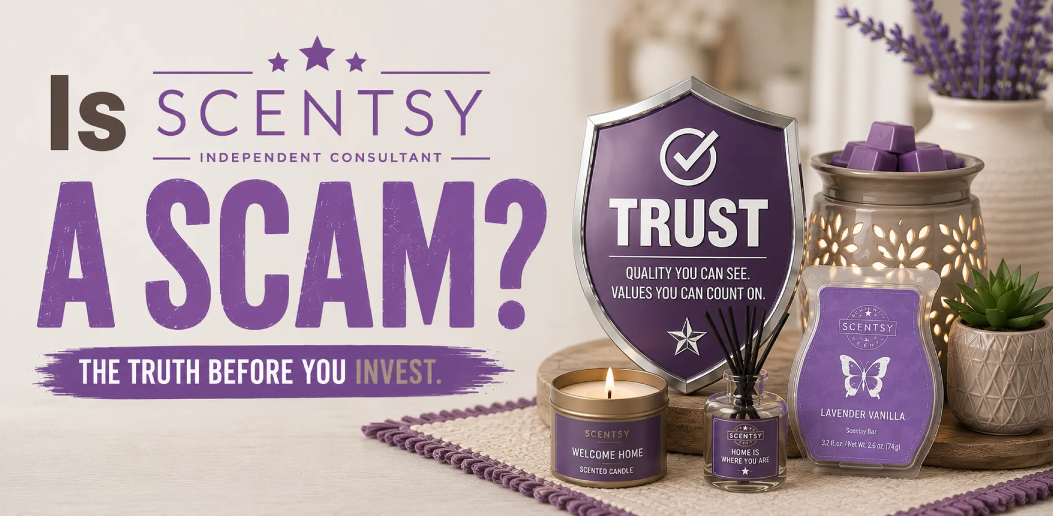 Featured image for an article answering the question "Is Scentsy a scam?"