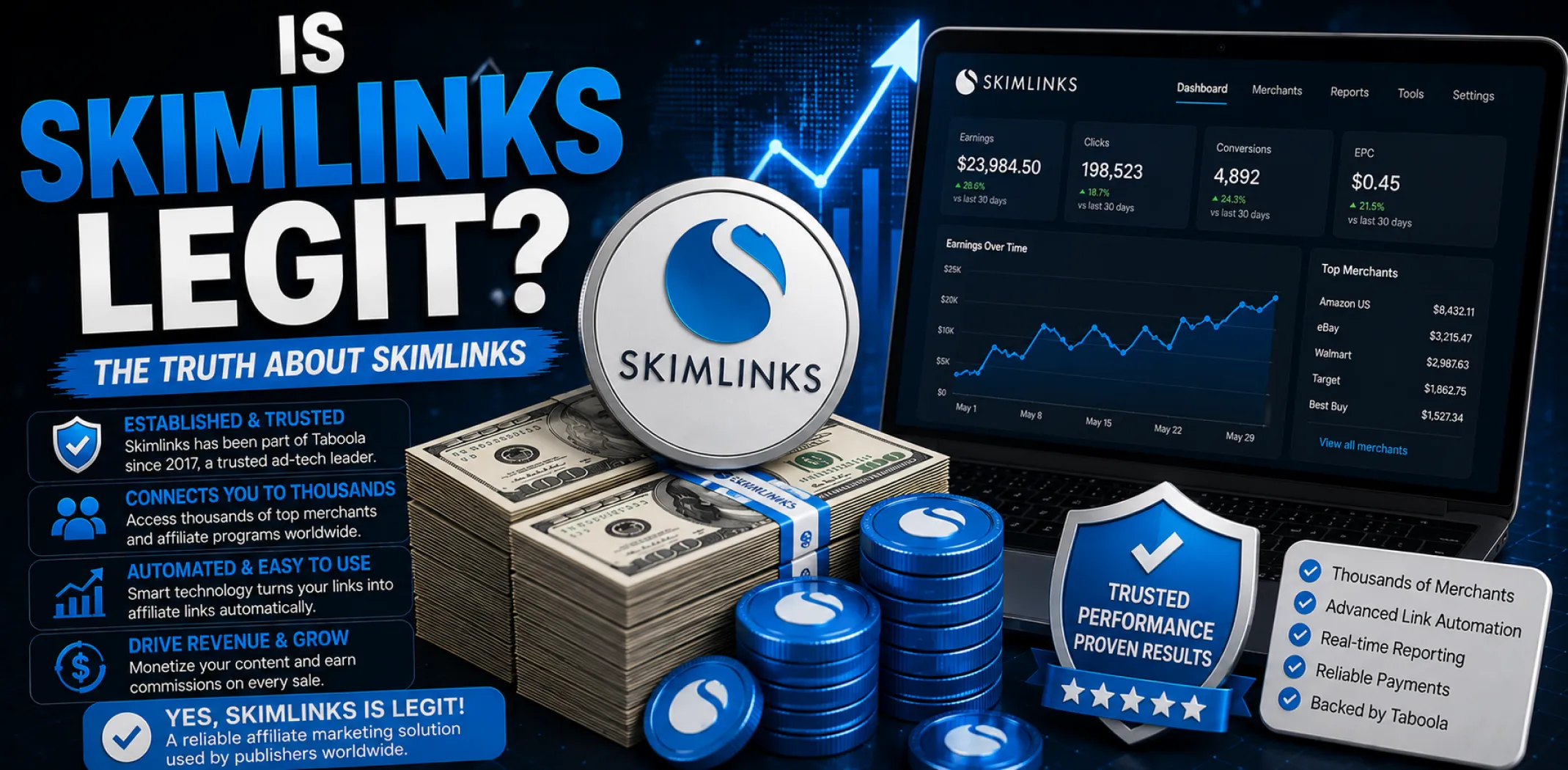 Featured image for an article answering the question "Is Skimlinks legit?"