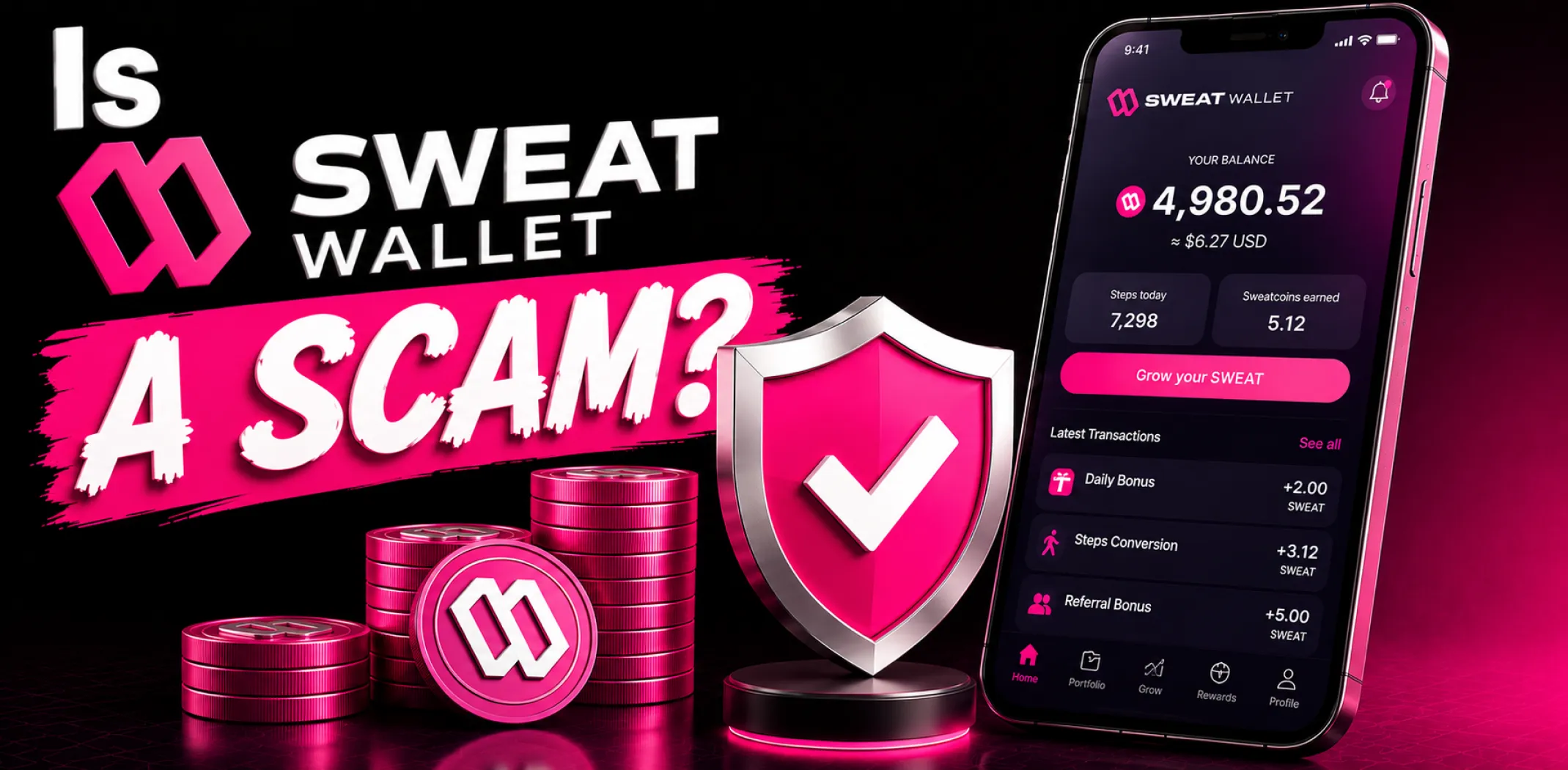 Featured image for an article answering the question "Is Sweat Wallet a scam?"