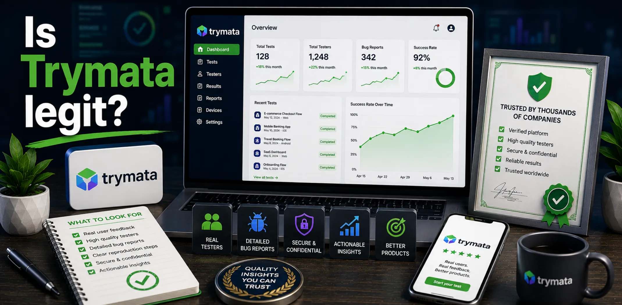 Featured image for an article answering the question "Is Trymata legit?"