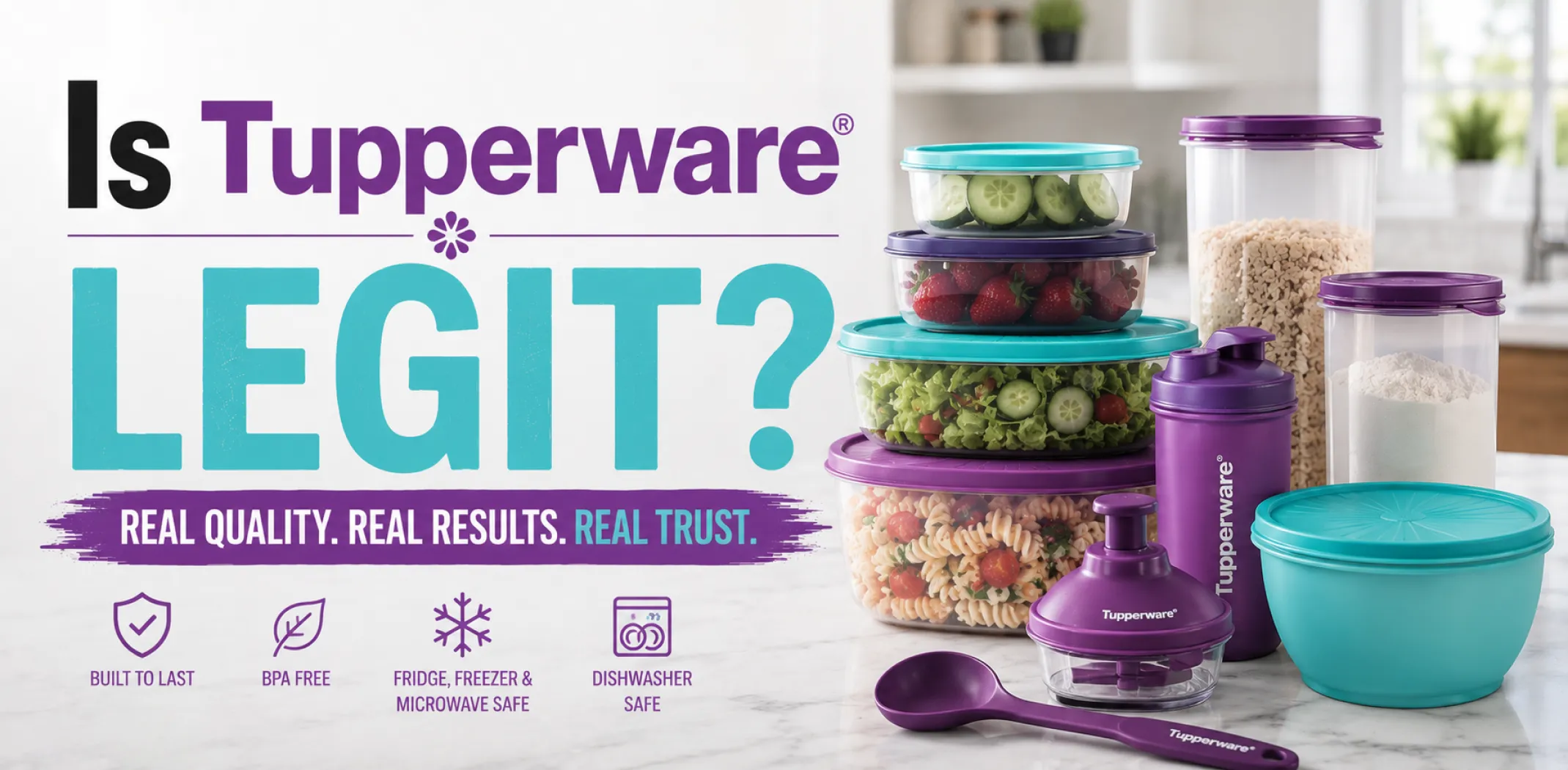 Featured image for an article answering the question "Is Tupperware legit?"