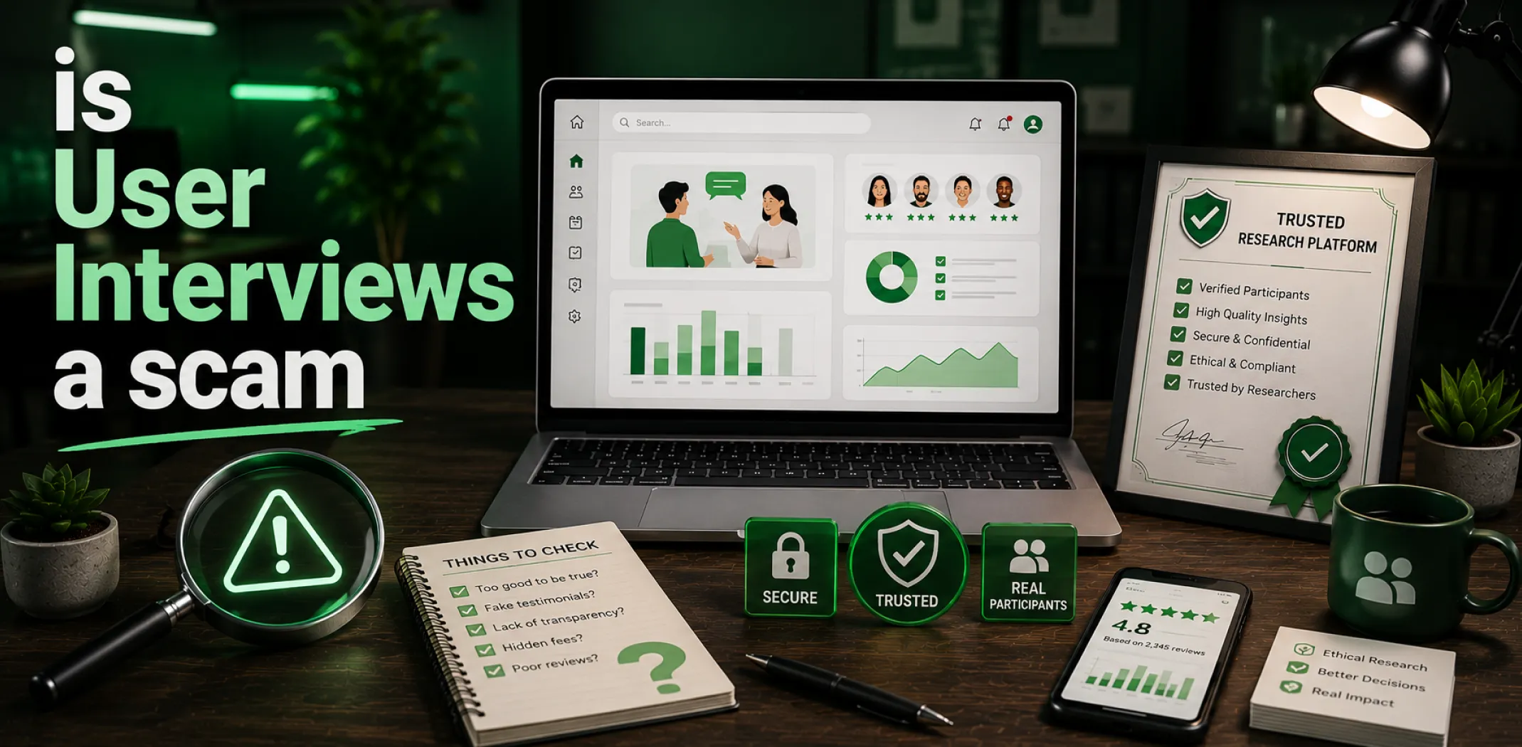 Featured image for an article answering the question "Is User Interviews a scam?"