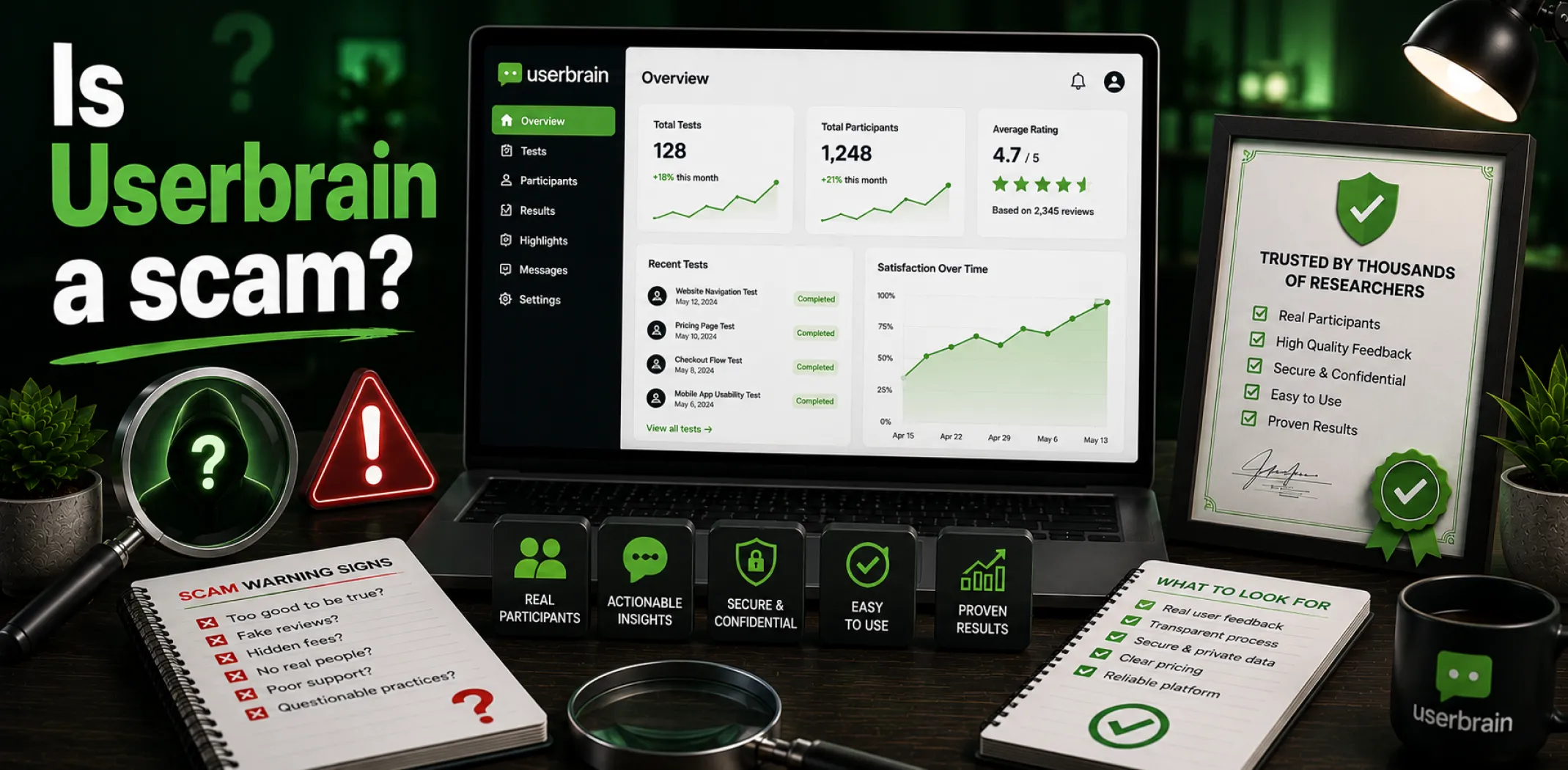 Featured image for an article answering the question "Is Userbrain a scam?"