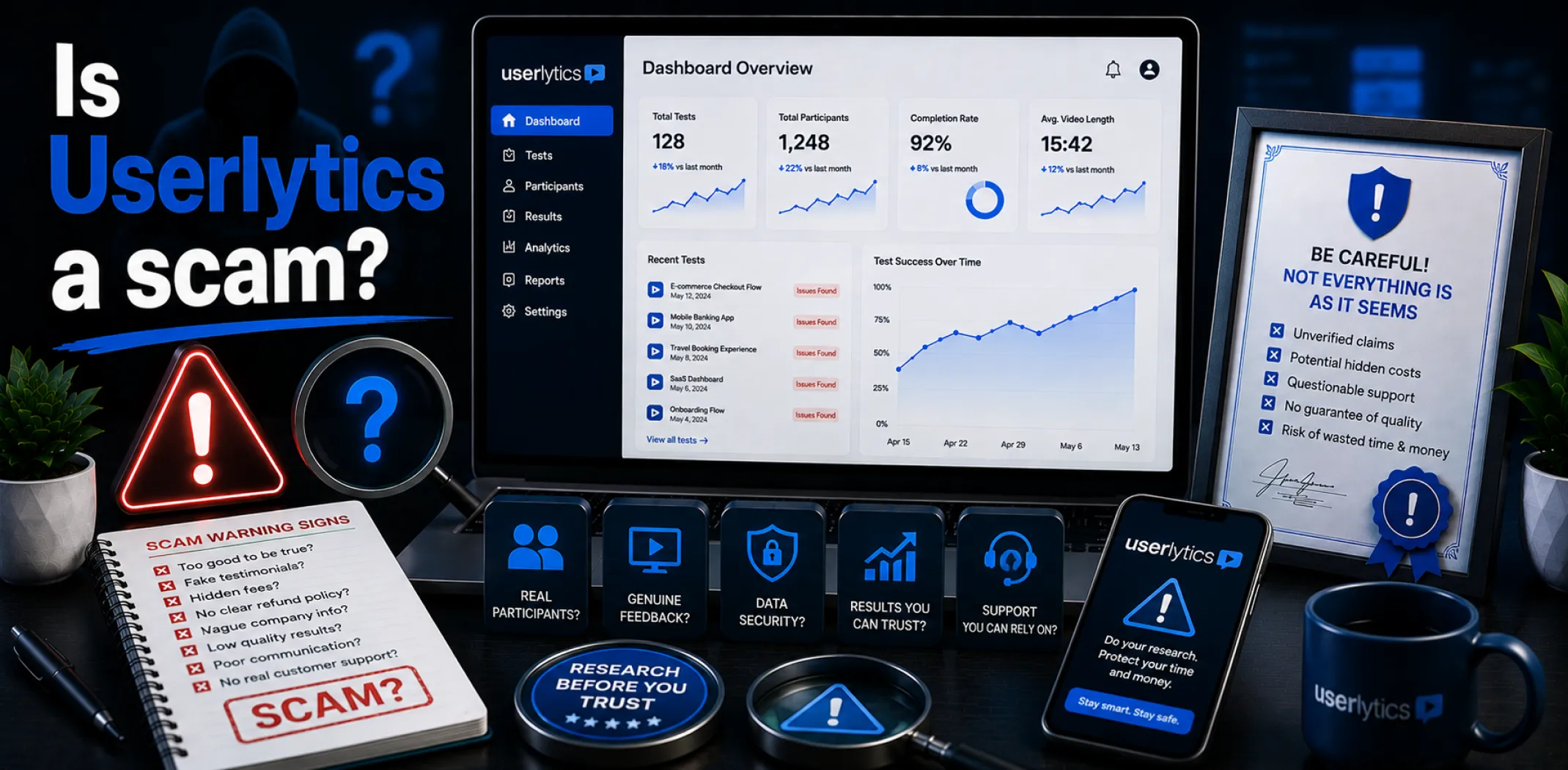 Featured image for an article answering the question "Is Userlytics a scam?"