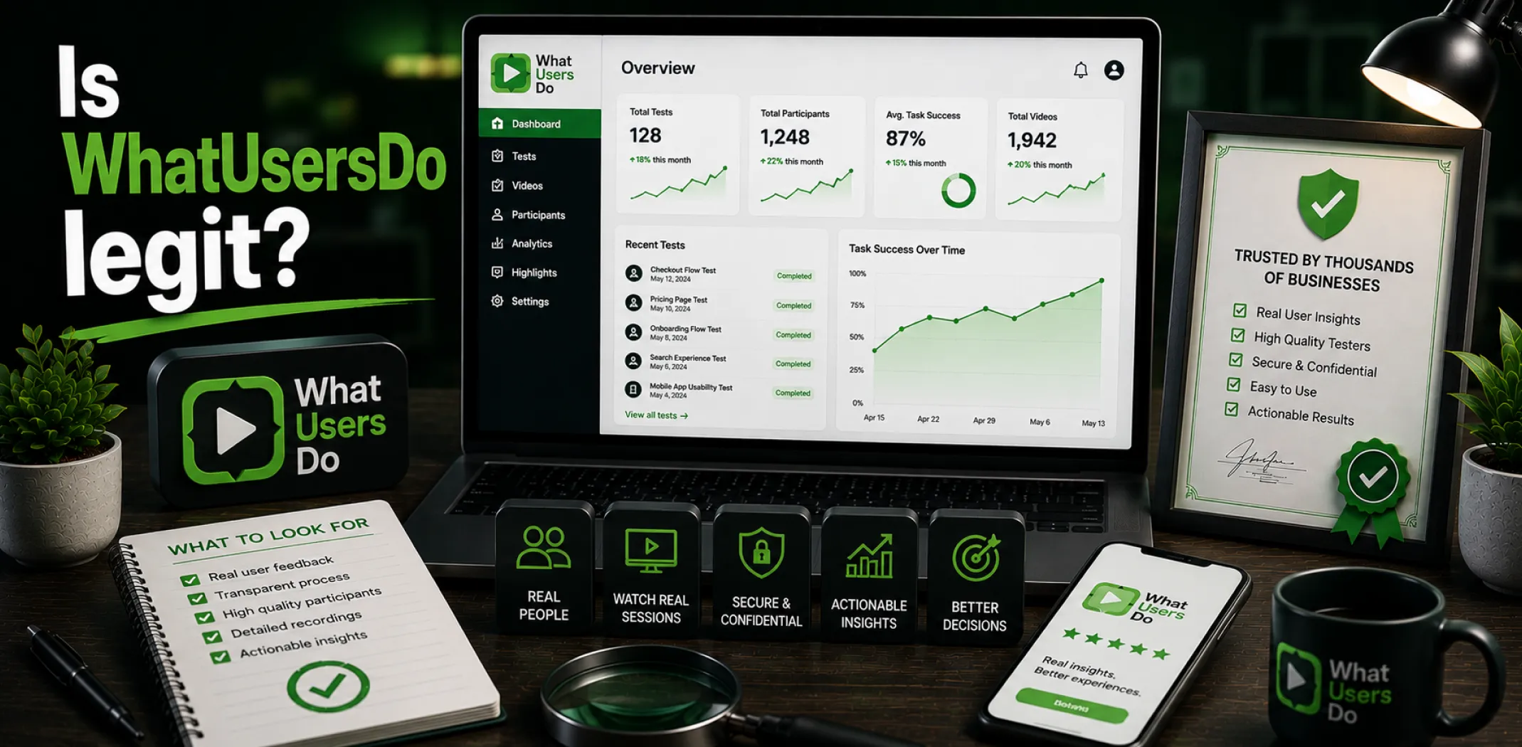 Featured image for an article answering the question "Is WhatUsersDo legit?"
