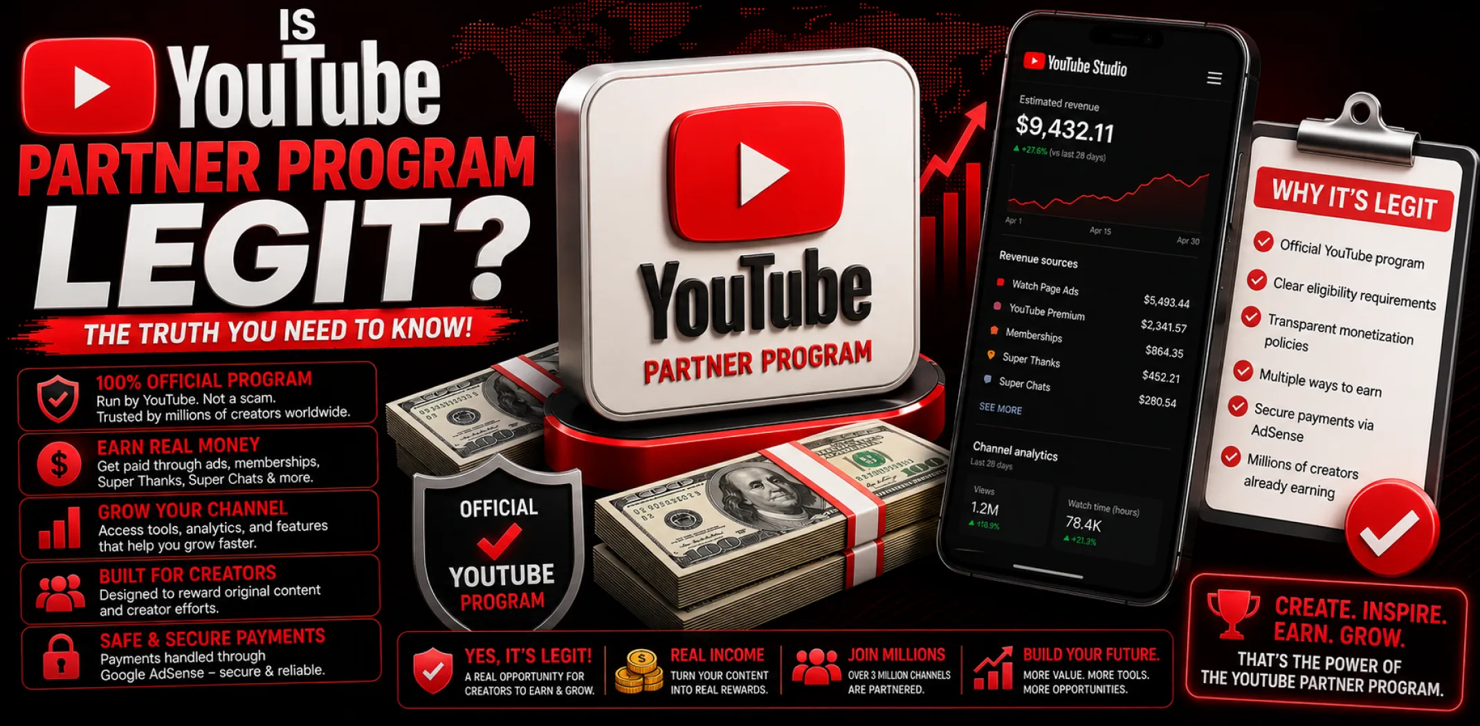 Featured image for an article answering the question "Is YouTube Partner Program legit?"